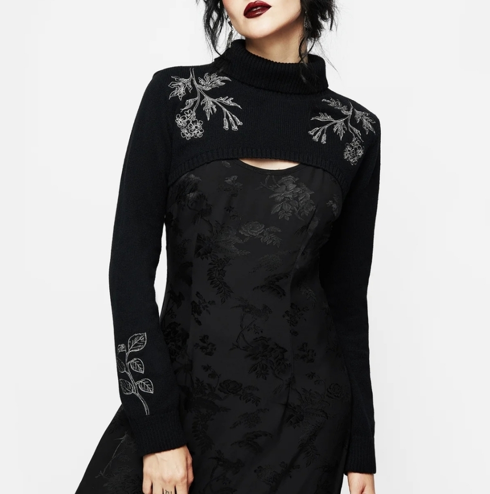 Disturbia Almalthea Embroidered Roll Neck Extreme Crop Sweater - Picture 8 of 8